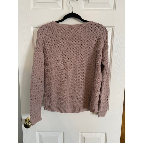 Old Navy Womens Sweater Medium Knit Pink Blush Cozy Diamond Pattern Scoop Neck - Picture 2 of 8